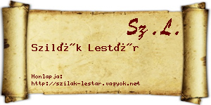 Szilák Lestár névjegykártya